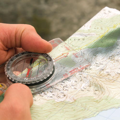 Consulting compass and map